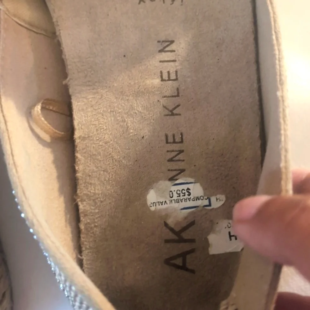 Anne Klein Women Flat Silver Slip-On Textile Elastic Glitter Size 8M